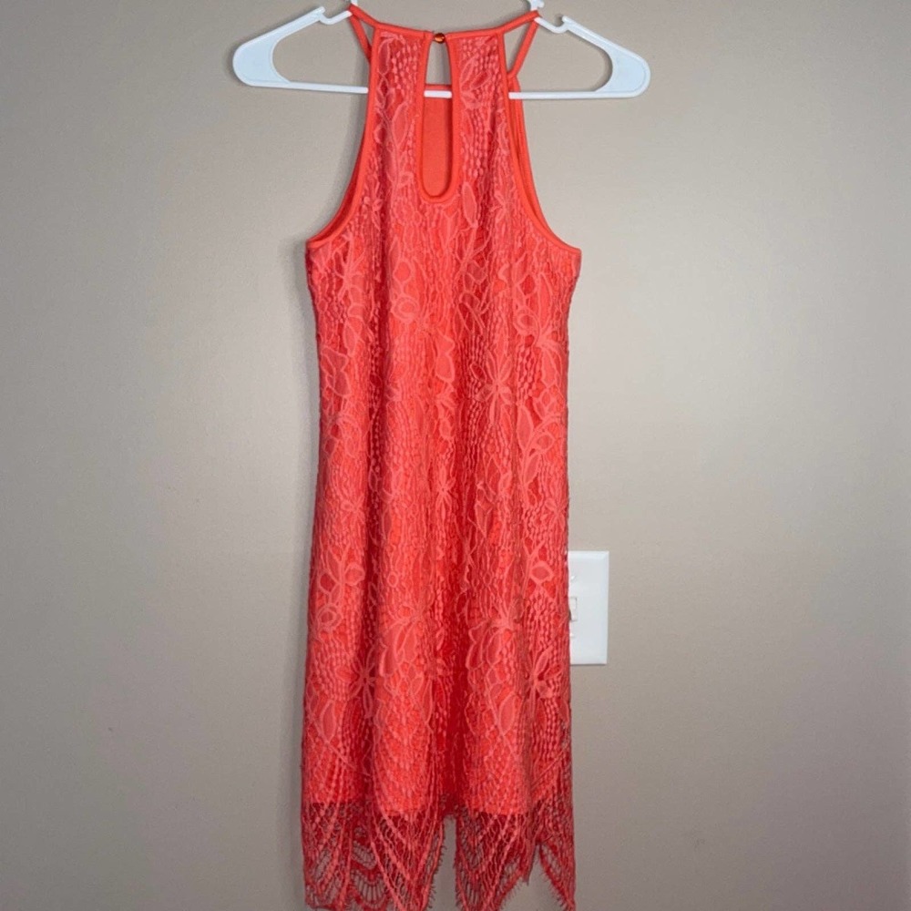 Love, Fire Women’s Coral Sleeveless Lace Overlay Dress Size Small - Picture 5 of 8